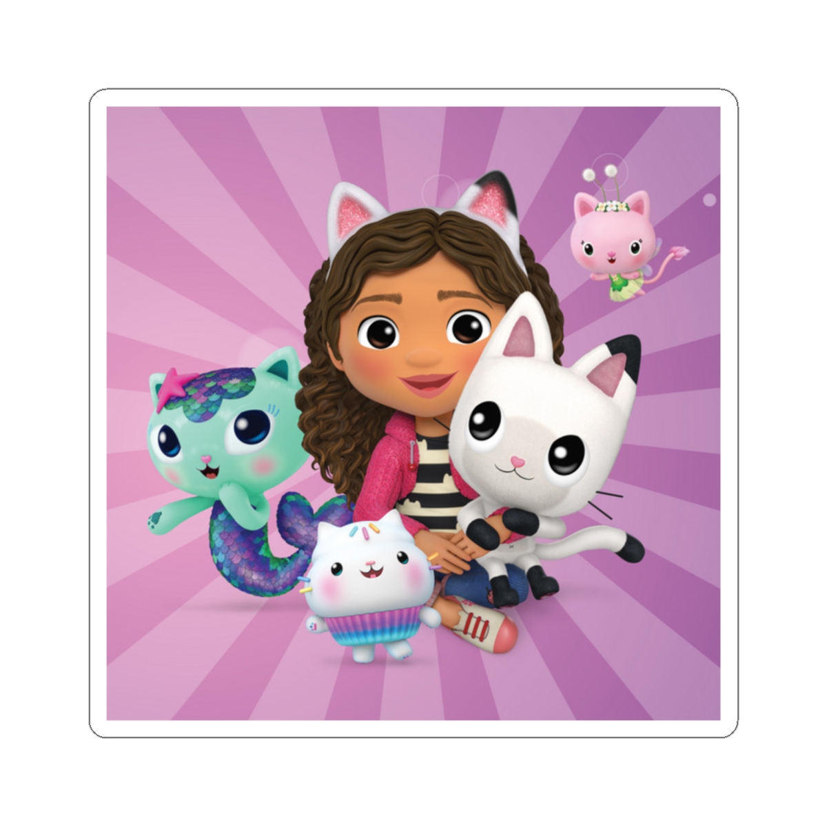 Girl with Cute Cat Friends sticker | Kiss-Cut Sticker | Gabby's Dollhouse - Gabby's Dollhouse official Stickers merch
